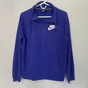 NIKE Sportswear Purple M Women’s Rally Half-Zip Fleece Top AH6494-470 Athleisure